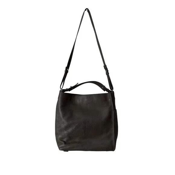 AllSaints Hobo Bag Mast Crossbody Purse Pebbled Leather Forest Green